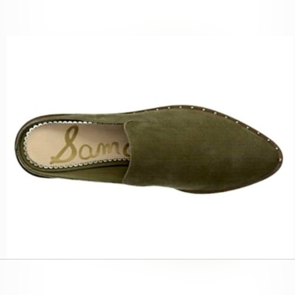 Sam Edelman Olive Suede Llewellyn Studded Mules Flats Size 6